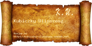 Kubiczky Ulisszesz névjegykártya
